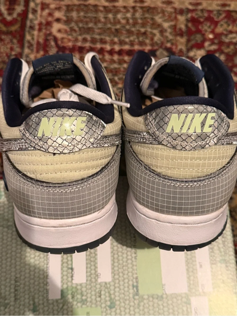 Nike Dunk Low Union Passport Pack Court Purple in Light Gray, Cream, and Silver